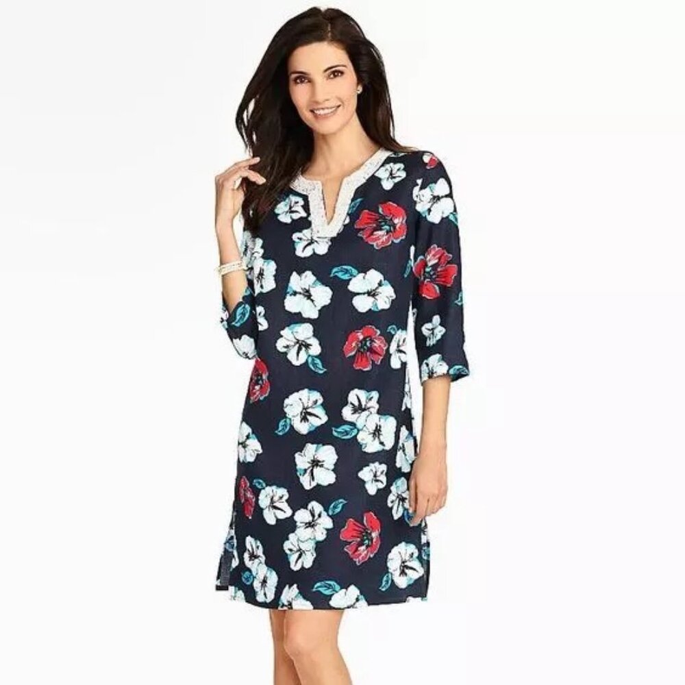 Talbots Navy Floral Swim Coverup